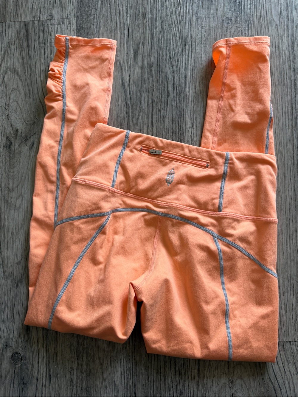 Free People Peach Orange Leggings with Contrast Stitching